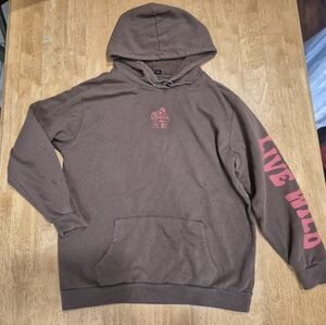 Social Scene Brown And Pink LIVE WILD mushroom Hoodie Sweatshirt